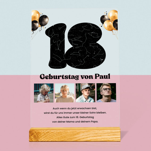 Sternkarte: 18. Geburtstag Des Stars-Mit Widmung - Druck Auf Acrylglas