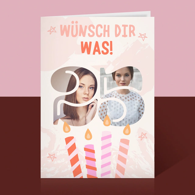 Buchstaben-Collage: Wünsch Dir Was - Glückwunschkarte