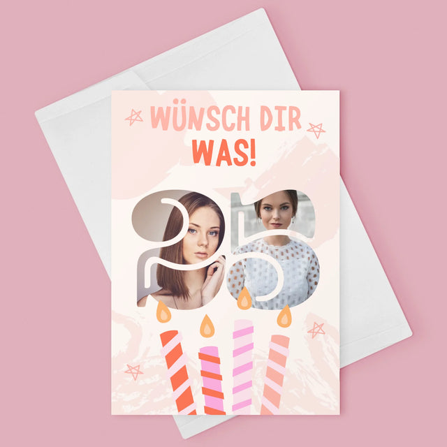 Buchstaben-Collage: Wünsch Dir Was - Glückwunschkarte