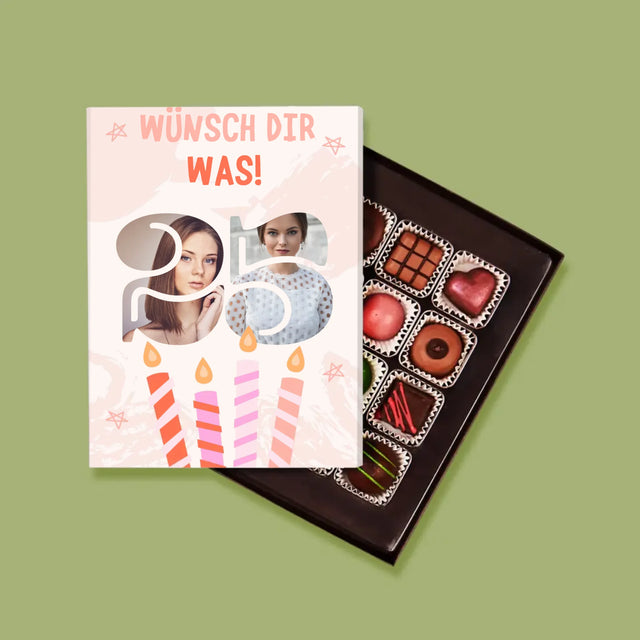 Buchstaben-Collage: Wünsch Dir Was - Pralinen