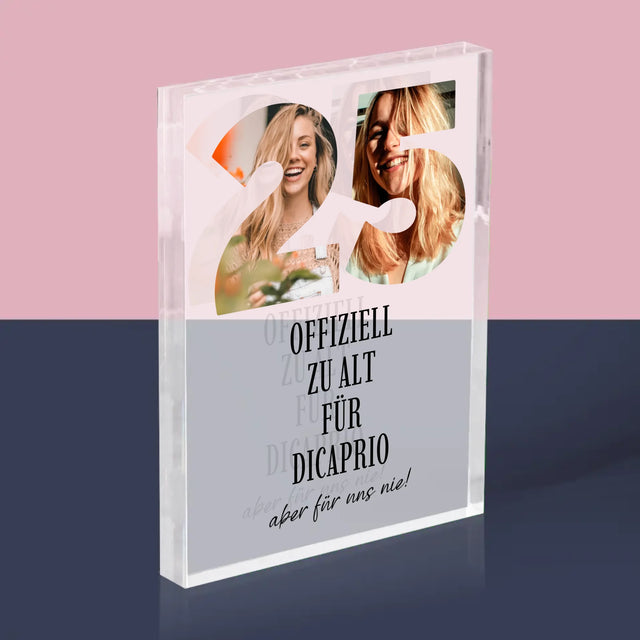 Buchstaben-Collage: Zu Alt Für Dicaprio - Acrylblock