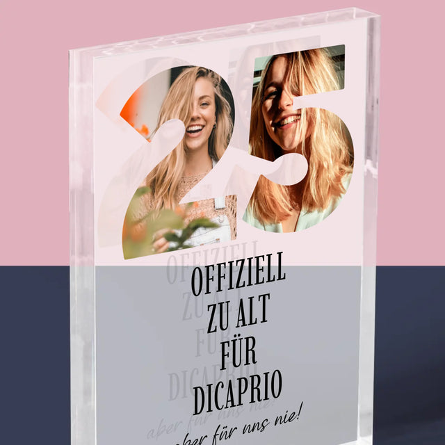 Buchstaben-Collage: Zu Alt Für Dicaprio - Acrylblock