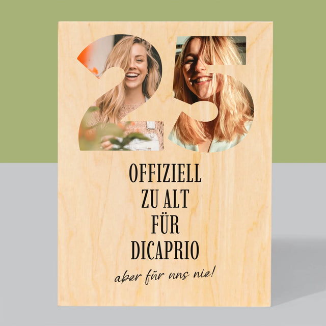 Buchstaben-Collage: Zu Alt Für Dicaprio - Druck Auf Holz