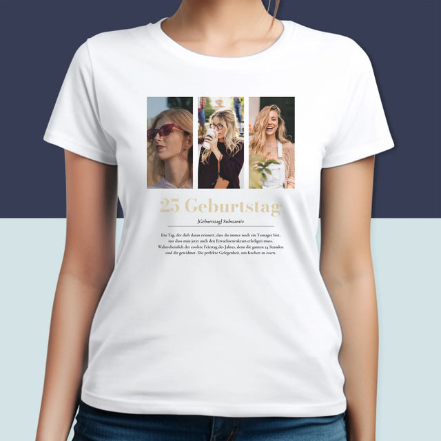 Fotocollage: 25. Geburtstag Definition - T-Shirt Für Damen
