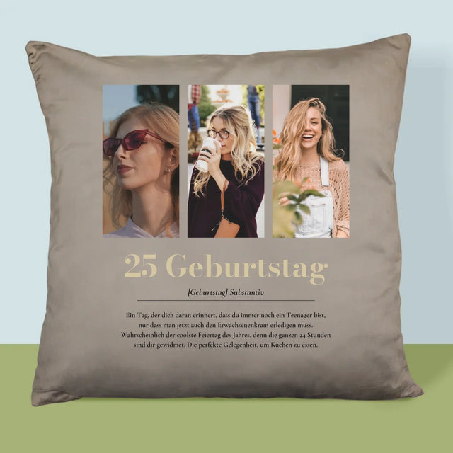 Fotocollage: 25. Geburtstag Definition - Kissen