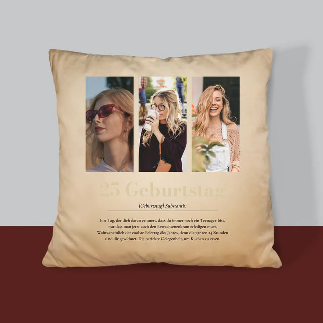 Fotocollage: 25. Geburtstag Definition - Kissen