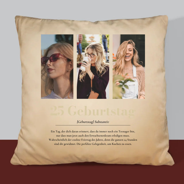 Fotocollage: 25. Geburtstag Definition - Kissen