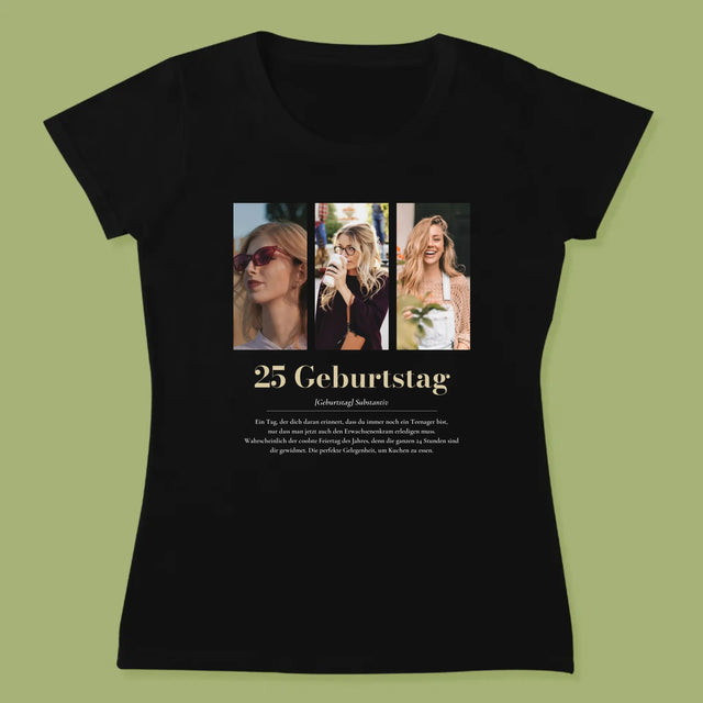 Fotocollage: 25. Geburtstag Definition - T-Shirt Für Damen