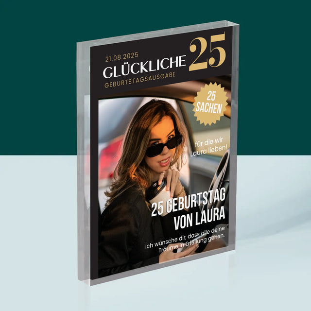 Magazin-Cover: Glückliche 25 - Acrylblock