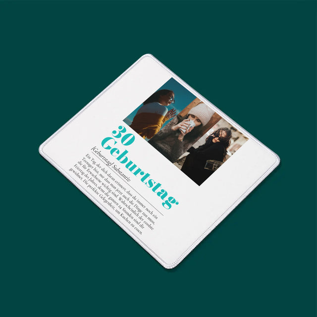 Fotocollage: 30. Geburtstag - Definition - Mauspad