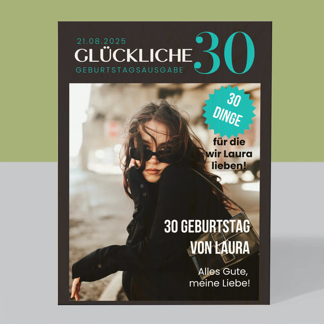 Magazin-Cover: Glückliche 30 - Druck Auf Holz