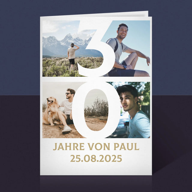 Fotocollage: 30 Jahre Ziffer - Glückwunschkarte