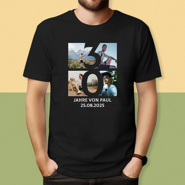 Fotocollage: 30 Jahre Ziffer - T-Shirt Für Herren