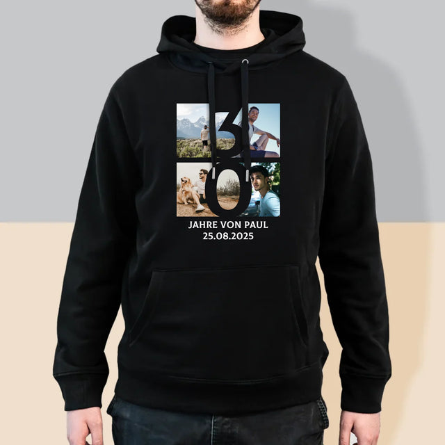 Fotocollage: 30 Jahre Ziffer - Kapuzenpullover Für Herren