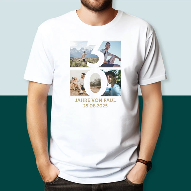 Fotocollage: 30 Jahre Ziffer - T-Shirt Für Herren