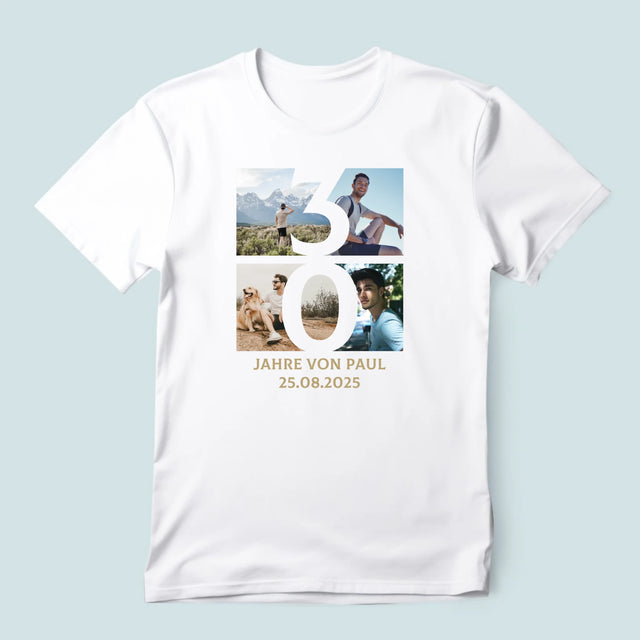 Fotocollage: 30 Jahre Ziffer - T-Shirt Für Herren