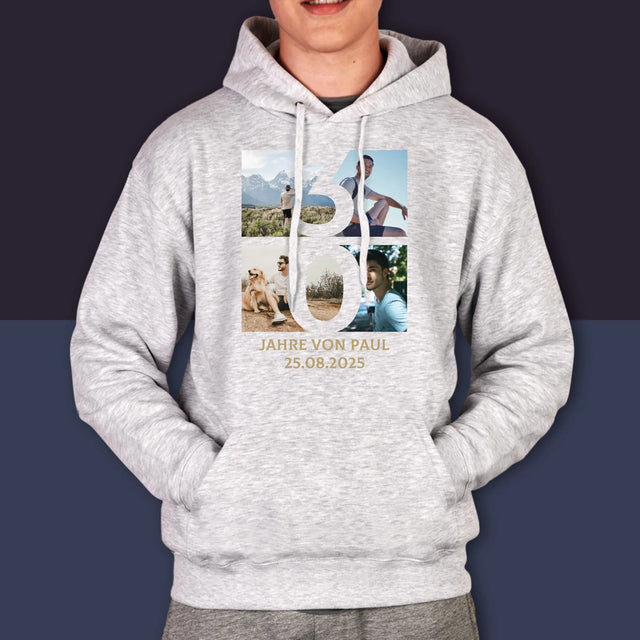 Fotocollage: 30 Jahre Ziffer - Kapuzenpullover Für Herren