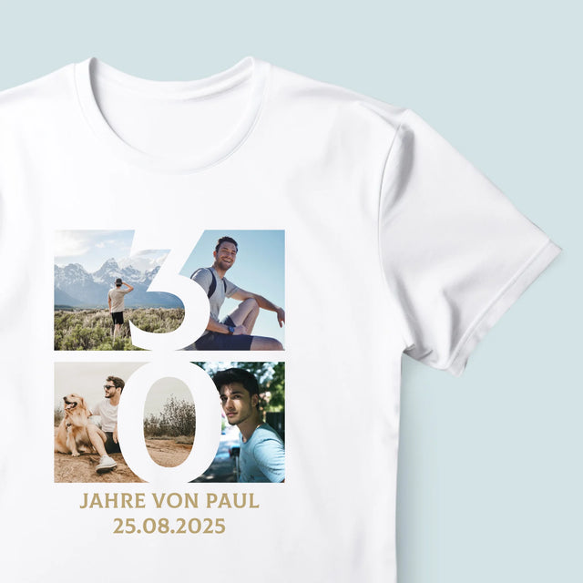 Fotocollage: 30 Jahre Ziffer - T-Shirt Für Herren