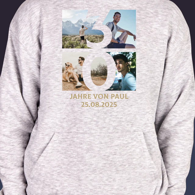 Fotocollage: 30 Jahre Ziffer - Kapuzenpullover Für Herren