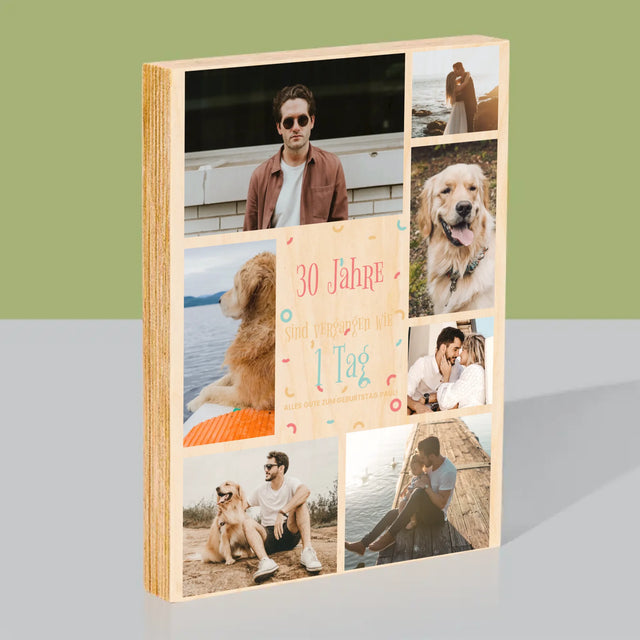 Fotocollage: 30 Jahre Sind Vergangen - Druck Auf Holz