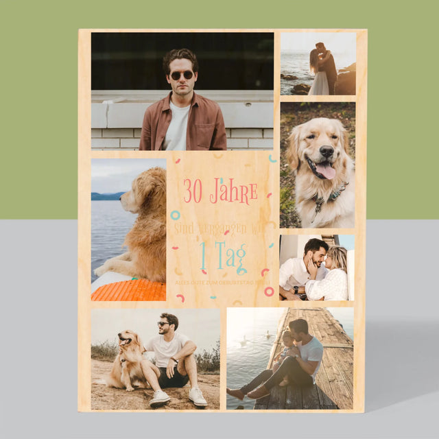 Fotocollage: 30 Jahre Sind Vergangen - Druck Auf Holz