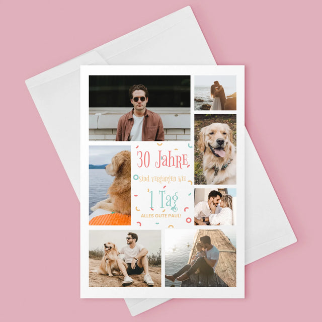 Fotocollage: 30 Jahre Sind Vergangen - Glückwunschkarte