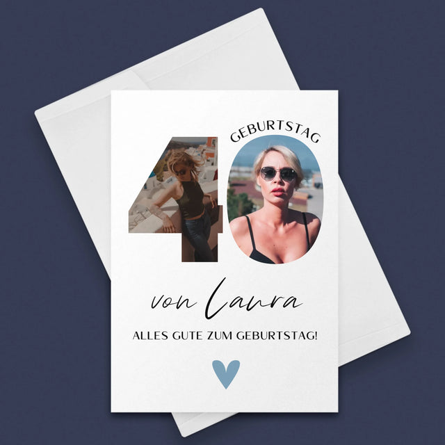 Buchstaben-Collage: 40. Geburtstag - Schöne Momente - Glückwunschkarte