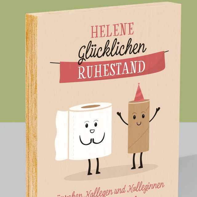 Name Und Unterschrift: Glücklichen Ruhestand - Druck Auf Holz