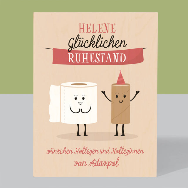 Name Und Unterschrift: Glücklichen Ruhestand - Druck Auf Holz