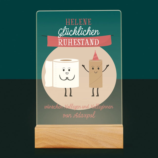 Name Und Unterschrift: Glücklichen Ruhestand - Druck Auf Acrylglas