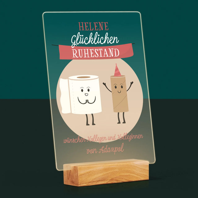 Name Und Unterschrift: Glücklichen Ruhestand - Druck Auf Acrylglas