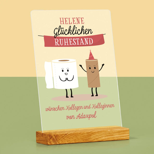 Name Und Unterschrift: Glücklichen Ruhestand - Druck Auf Acrylglas