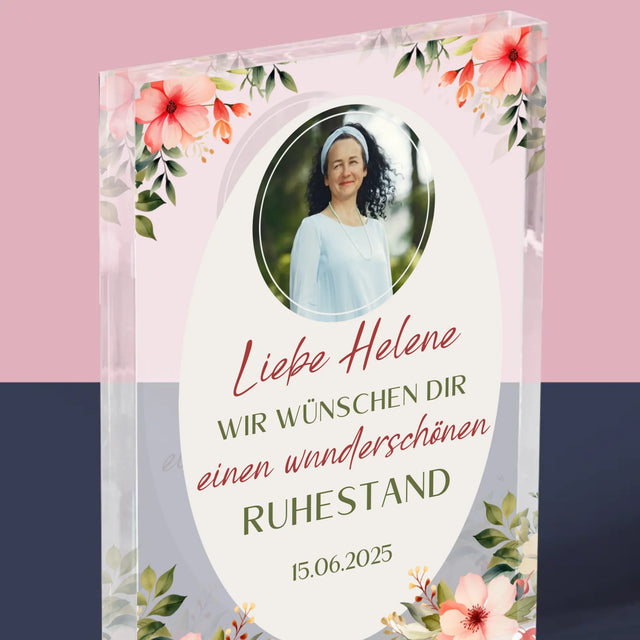 Foto Und Unterschrift: Wunderschönen Ruhestand - Acrylblock