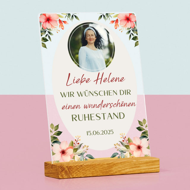 Foto Und Unterschrift: Wunderschönen Ruhestand - Druck Auf Acrylglas