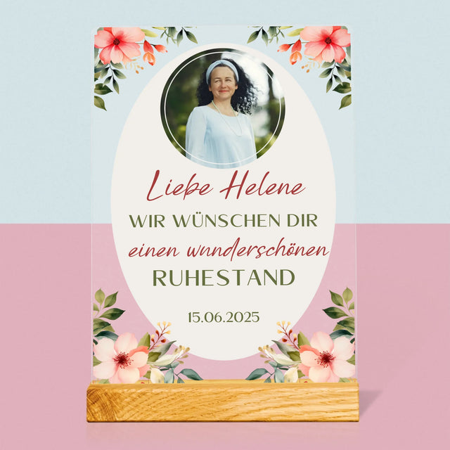 Foto Und Unterschrift: Wunderschönen Ruhestand - Druck Auf Acrylglas