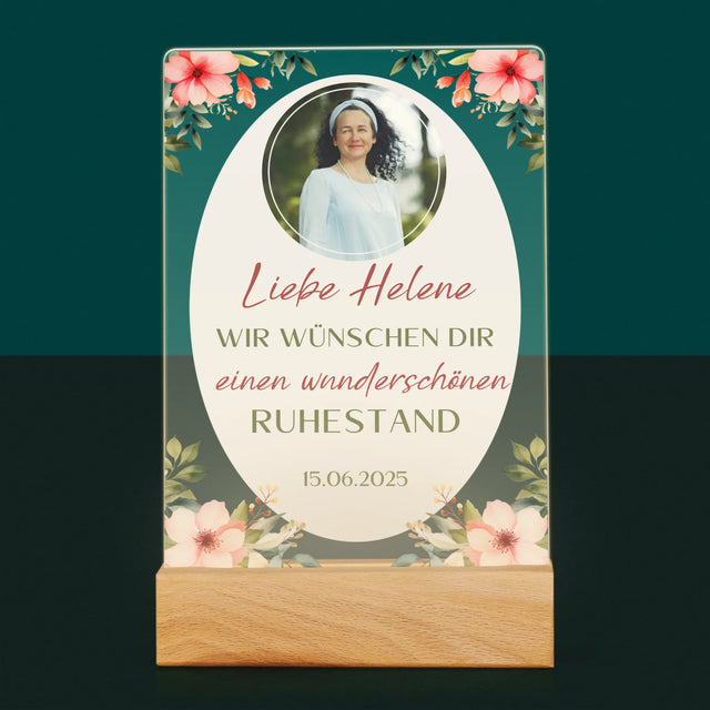 Foto Und Unterschrift: Wunderschönen Ruhestand - Druck Auf Acrylglas