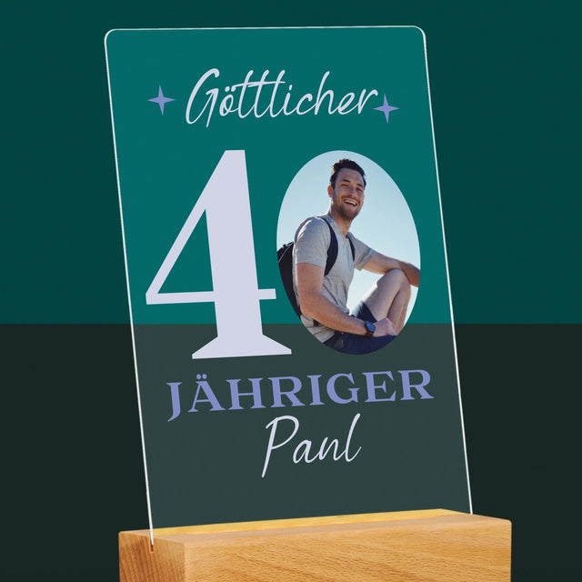 Foto Und Unterschrift: Göttlicher 40-Jähriger - Druck Auf Acrylglas