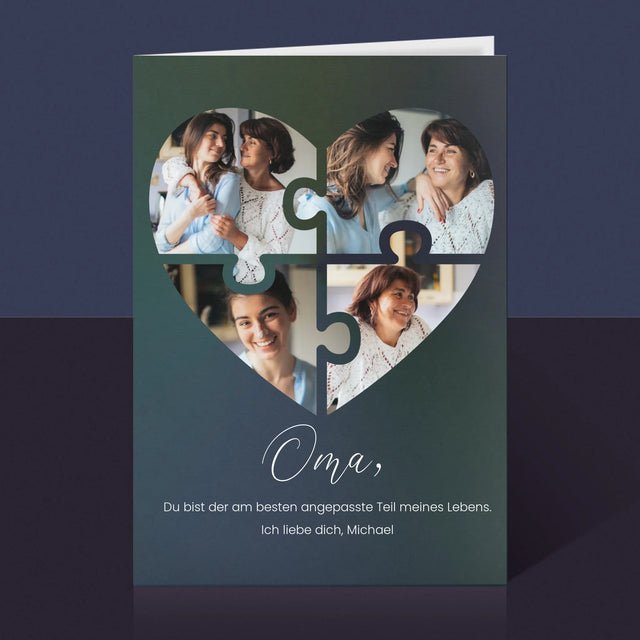 Fotocollage: Puzzleherz Für Oma - Glückwunschkarte