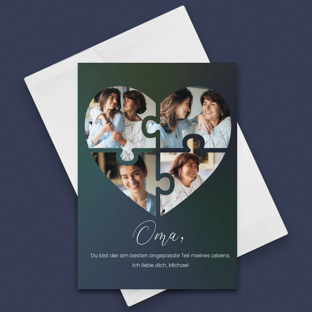 Fotocollage: Puzzleherz Für Oma - Glückwunschkarte