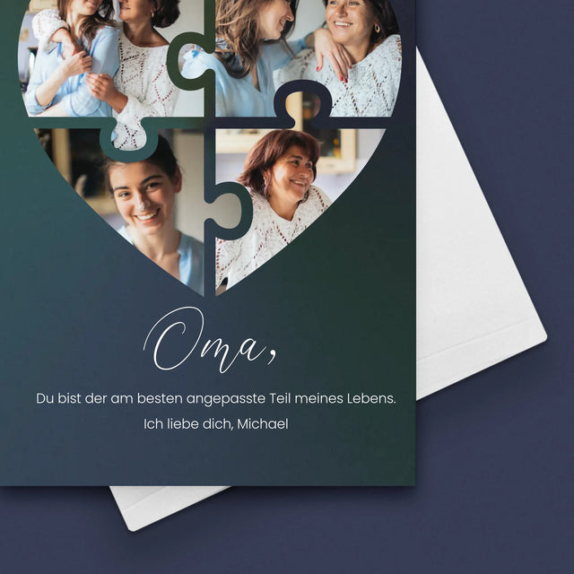 Fotocollage: Puzzleherz Für Oma - Glückwunschkarte