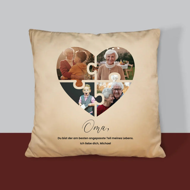 Fotocollage: Puzzleherz Für Oma - Kissen