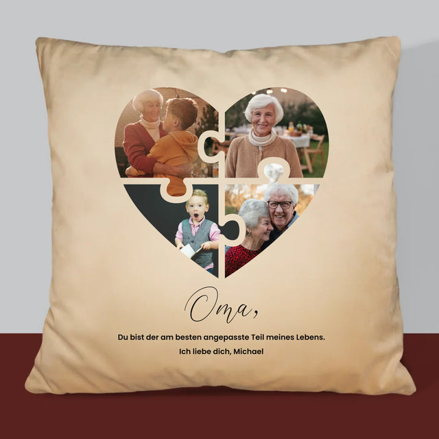 Fotocollage: Puzzleherz Für Oma - Kissen