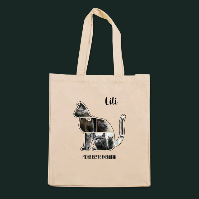 Form aus Bildern: Der beste Freund der Katze – bedruckte Canvas-Tasche | DE