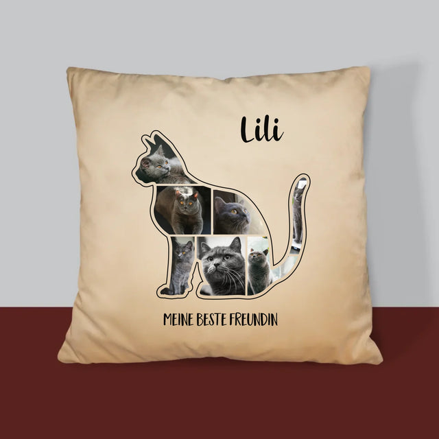 Form-Collage: Die Katze Der Beste Freund - Kissen