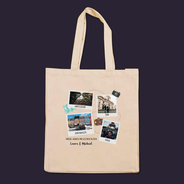 Fotocollage: Kleine und große Reisen - Canvastasche mit Druck | DE
