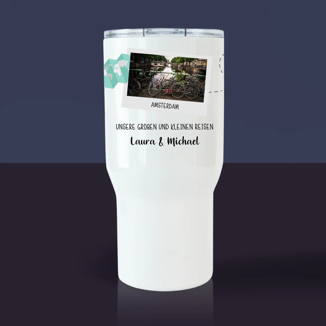 Fotocollage: Große Und Kleine Reisen - Thermobecher Weiß
