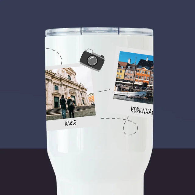Fotocollage: Große Und Kleine Reisen - Thermobecher Weiß