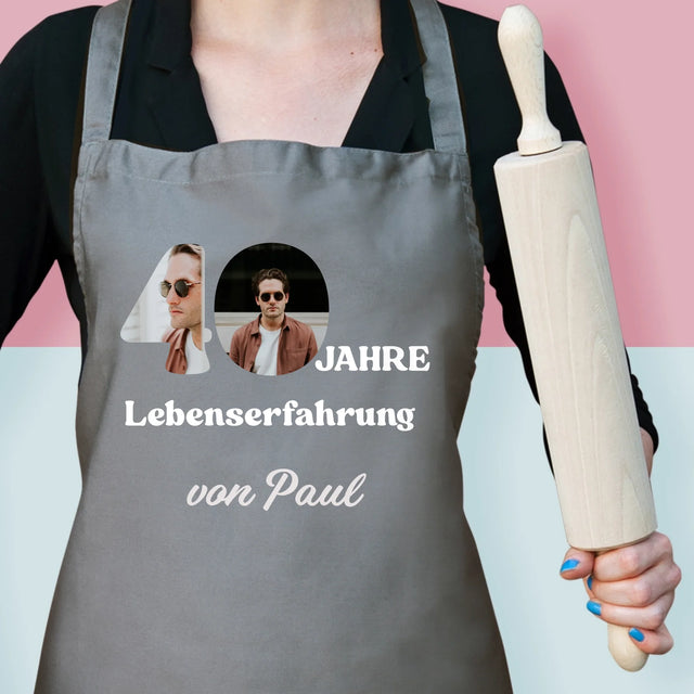 Buchstaben-Collage: 40 Jahre Erfahrung - Schürze