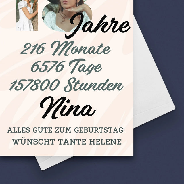 Buchstaben-Collage: 18 Jahre Countdown - Glückwunschkarte