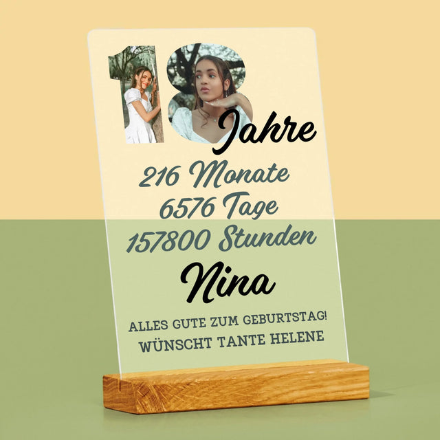 Buchstaben-Collage: 18 Jahre Countdown - Druck Auf Acrylglas